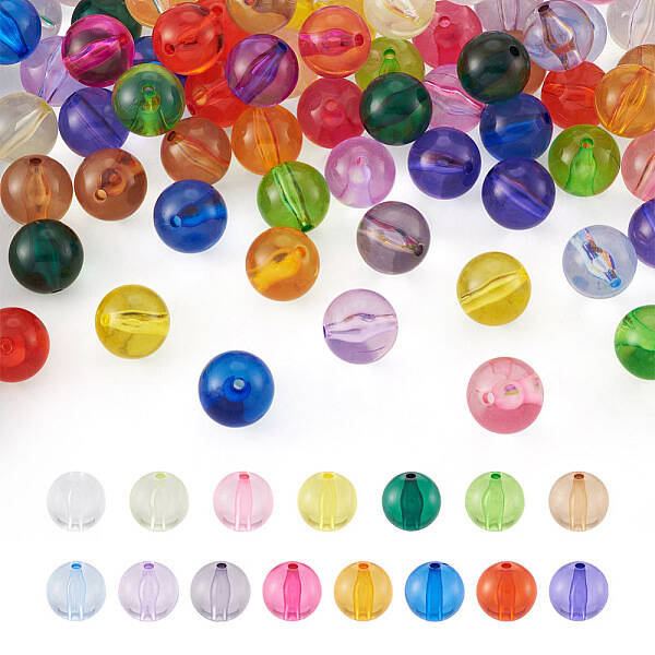 90Pcs 15 Colors Transparent Acrylic Beads