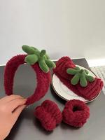Cute Strawberry Design Hair Band & Wristband & Hair Hoop, Soft Comfort Headband & Hair Band & Wristband, Fashion Hairstyle Ac...