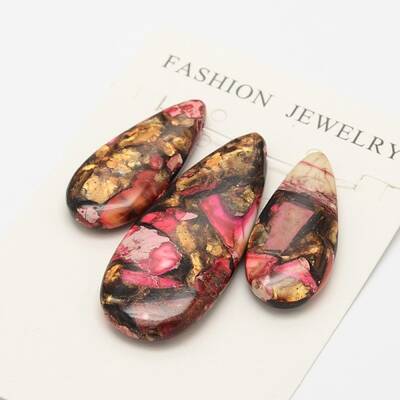 Assembled Synthetic Dyed Imperial Jasper and Bronzite Pendant Sets