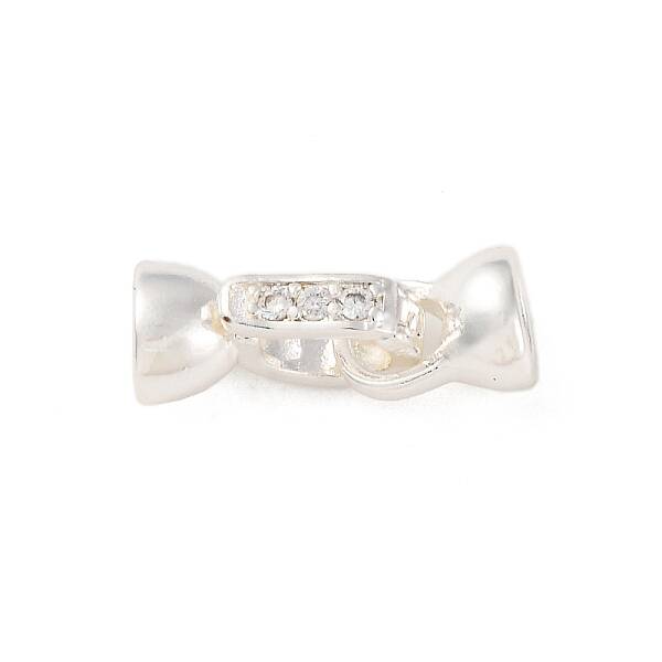Brass Micro Pave Clear Cubic Zirconia Fold Over Clasps