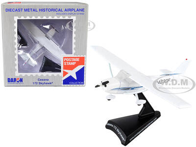 Cessna 172 Skyhawk Light Aircraft N403GF White 1/87 (HO) Diecast Model Airplane by Postage Stamp