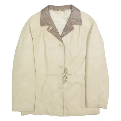Womens Jacket Cream Faux Leather L
