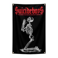 Suicideboys Tapestry, 1 Count Horror Skull Pattern Flag, Wall Hanging Banner with 4 Brass Grommets for Indoor & Outdoor Decor...