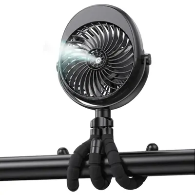 Misting Stroller Fan 270° & 360° Pivoting Portable Fan Battery Operated USB Fan Handheld Misting Fan with Flexible Tripod C...