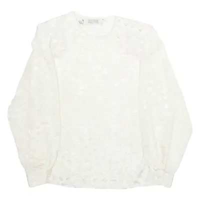 JOSEPHINE Womens Printed Blouse Cream Long Sleeve Spotted M