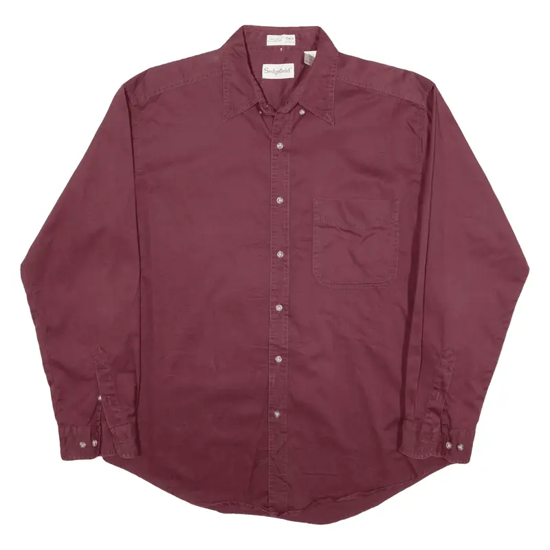 SEDGEFIELD Plain Shirt Red Long Sleeve Mens L