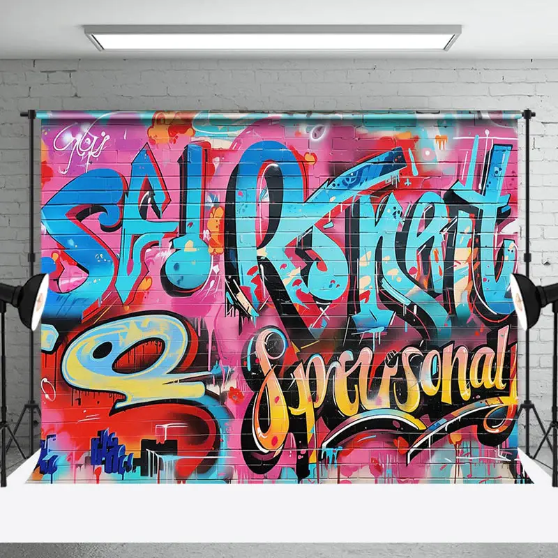 Colorful Graffiti Brick Wall Photography Backdrop - Aperturee