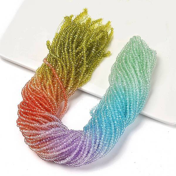 Transparent Painted Glass Beads Strands