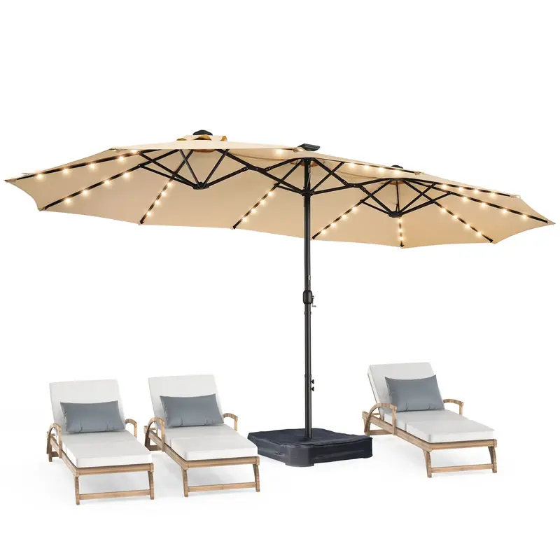 【Oversized】HOMSHADE High-end 15ft/13ft Large Double-Sided Rectangle Patio Umbrella | Base Included, Crank Handle | Oversi...