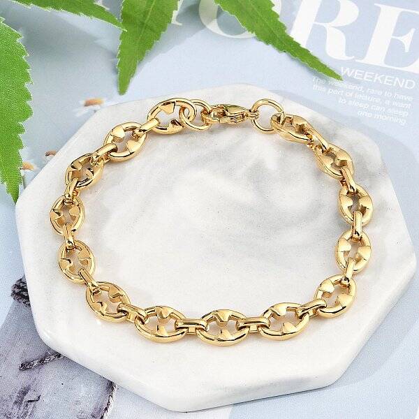 304 Stainless Steel Oval Link Chain Bracelets for Women Men