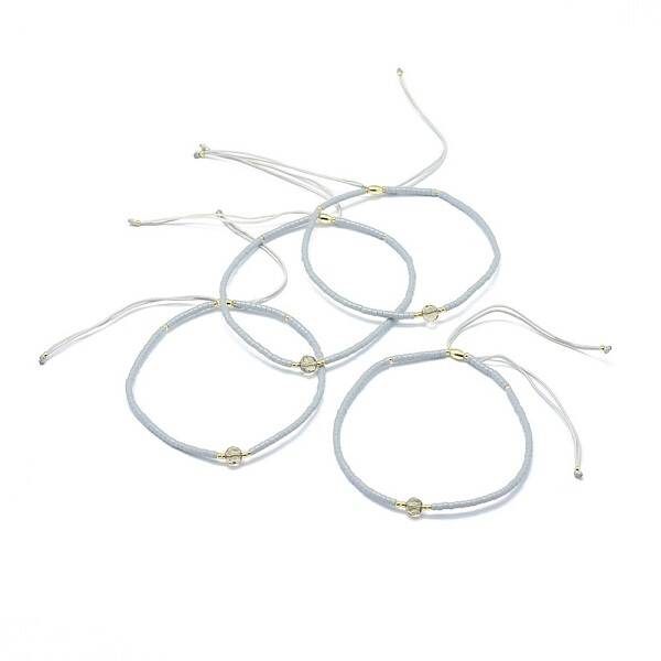 Adjustable Natural Smoky Quartz Braided Bead Bracelets