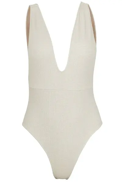 Helena Deep Plunge Swimsuit in Platinum | Size: Small