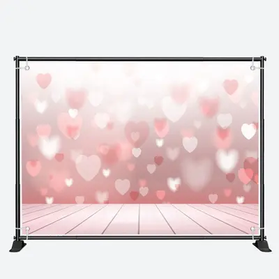 Gradient Pink White Heart Valentines Day Backdrop - Aperturee