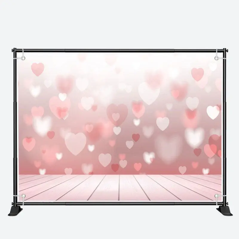 Gradient Pink White Heart Valentines Day Backdrop - Aperturee