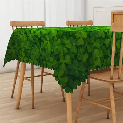 Dense Fresh Green Clover Spring Rectangle Tablecloth - Aperturee