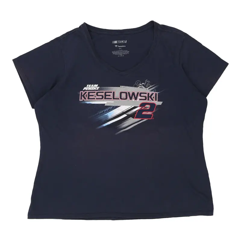 Keselowski Fanatics V-neck T-Shirt - 2XL Navy Cotton