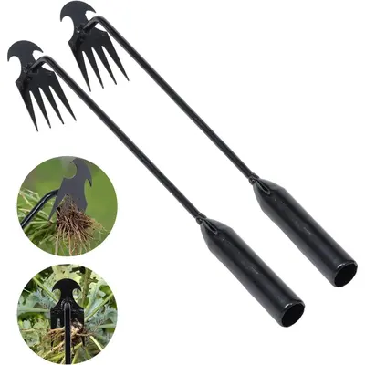 Garden Weed Pulling Tool Uprooting Weeding Tool, 4 Weed Puller Tool Manganese Steel Garden Weeder Tool for Vegetable Gardeni...