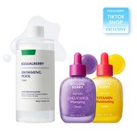 EQQUALBERRY Ultimate Glow Trio | Swimming Pool Toner, Bakuchiol Plumping Serum & Vitamin C Illuminating Serum | Hydrating, Fi...