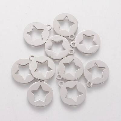 Non-Tarnish 201 Stainless Steel Pentacle Charms