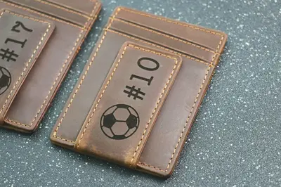 SOCCER Personalized Wallet / Magnet Wallet / Teen Wallet / Name Wallet - LEATHER WALLET