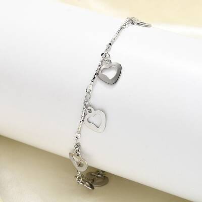 304 Stainless Steel Heart Charm Bracelets