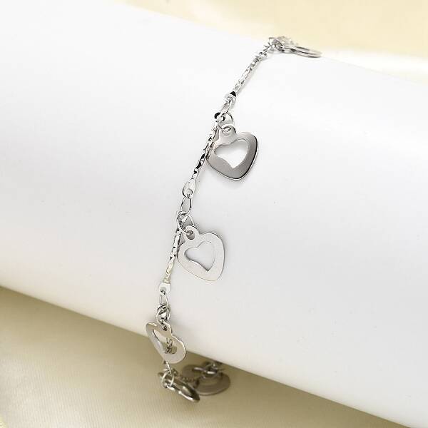 304 Stainless Steel Heart Charm Bracelets