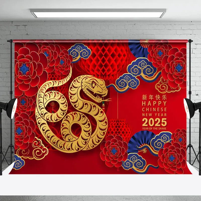 Aperturee Festive Snake Navy 2025 Chinese New Year Holiday Backdrop - Aperturee