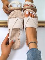 Women's Solid Color Summer Slide Slippers, Beach Footwear, Boho Sandals, Stylish Designer Sandals, Summer 2025 Casual Soft Cu...