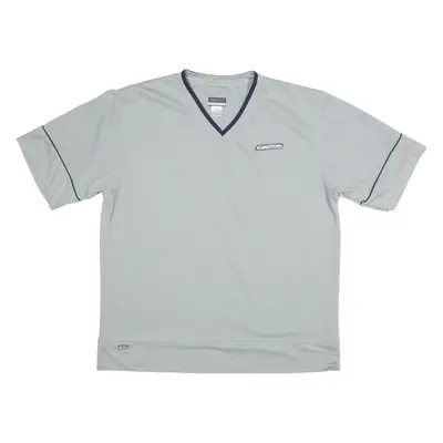 REEBOK Training Mens T-Shirt Grey V-Neck L