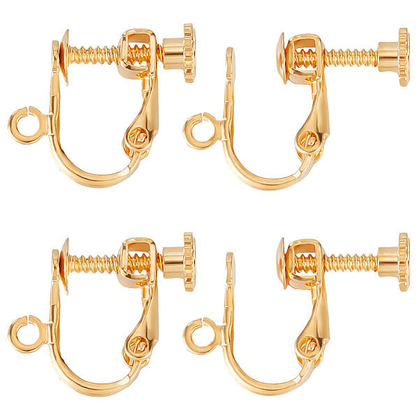 Beebeecraft 1 Box 20Pcs Earring Clips 18k Gold Plated Clip-on Earrings Non-Pierced Earring Findings with Loop for DIY Earring...