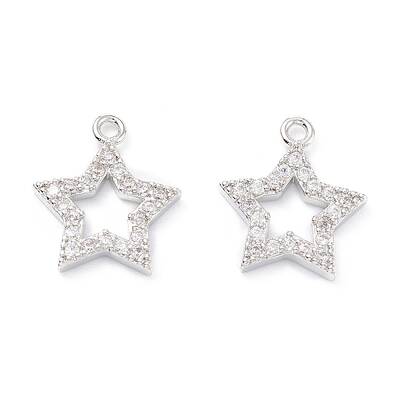 Rack Plating Brass Micro Pave Cubic Zirconia Charms