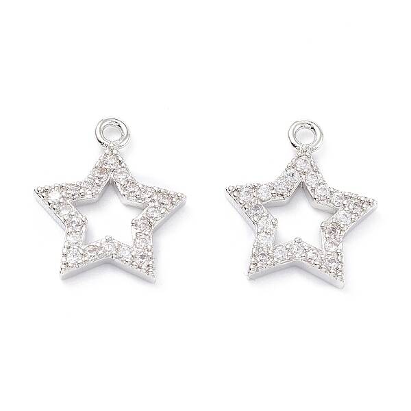 Rack Plating Brass Micro Pave Cubic Zirconia Charms