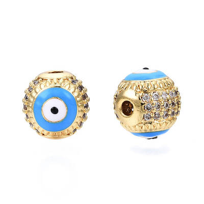 Brass Micro Pave Cubic Zirconia Beads