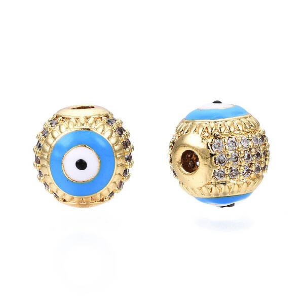 Brass Micro Pave Cubic Zirconia Beads