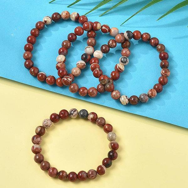 Natural Red Jasper Bead Stretch Bracelets