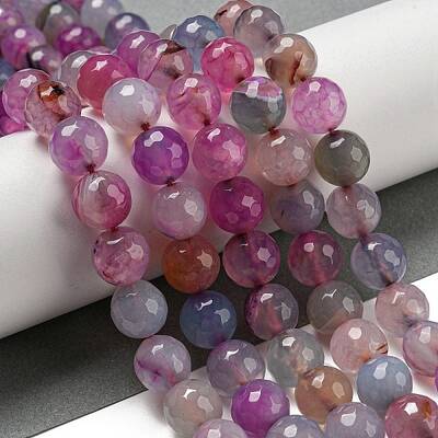 Faceted Natural Dragon Veins Agate Beads Strands