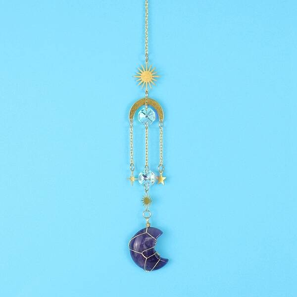 Amethyst Moon Sun Catcher Hanging Ornaments