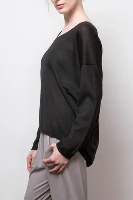 kory sheer pullover - black | Size: large
