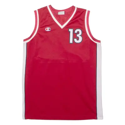 CHAMPION #13 Valais Basketball Boys Vest Red Sleeveless V-Neck 16Y
