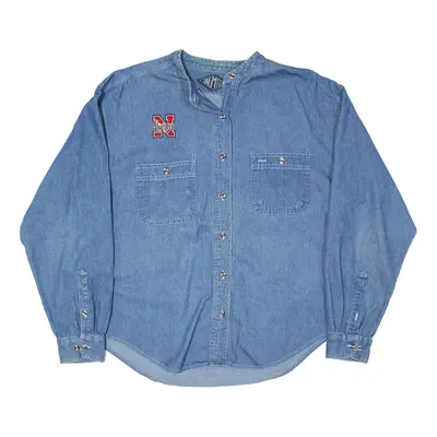 UNLIMITED Huskers Denim Shirt Blue 90s Long Sleeve Womens L