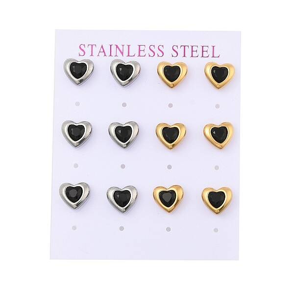 Ion Plating(IP) 304 Stainless Steel Heart Stud Earrings