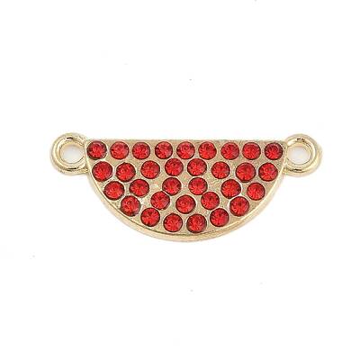 Alloy Ruby Rhinestone Watermelon Links Connector Charms