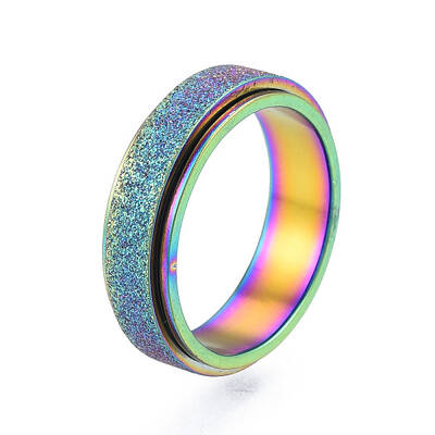 201 Stainless Steel Sand Blast Rotating Finger Ring
