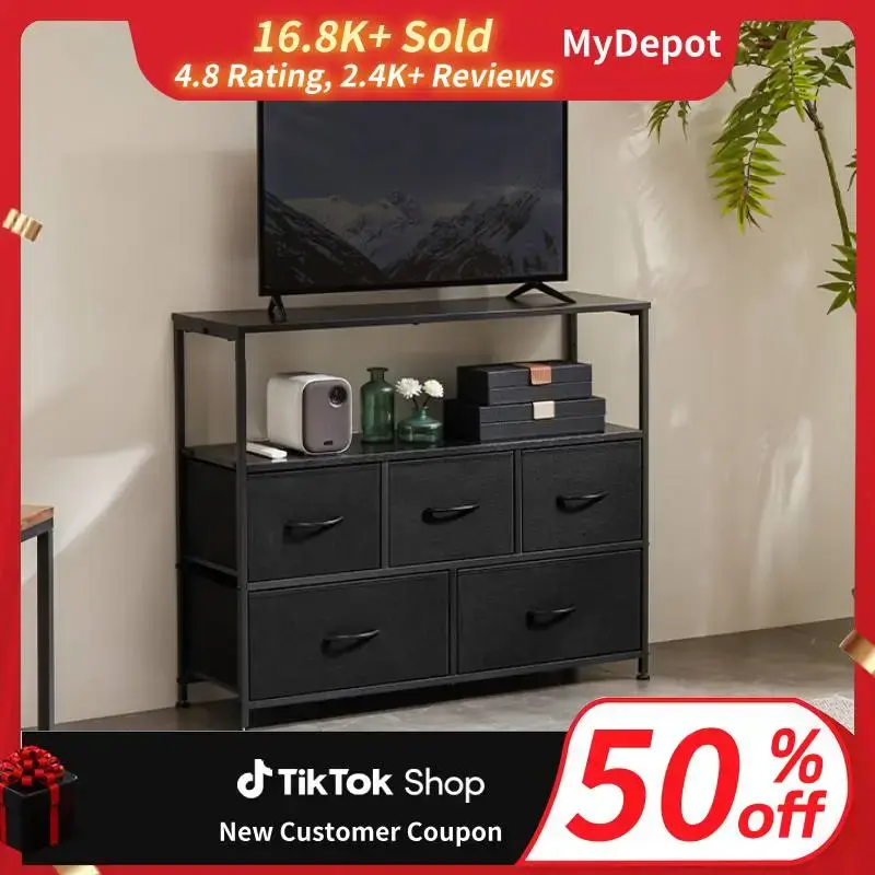 5-Drawer or 6-Drawer Stand Dresser for Bedroom - Entertainment Center for 45\