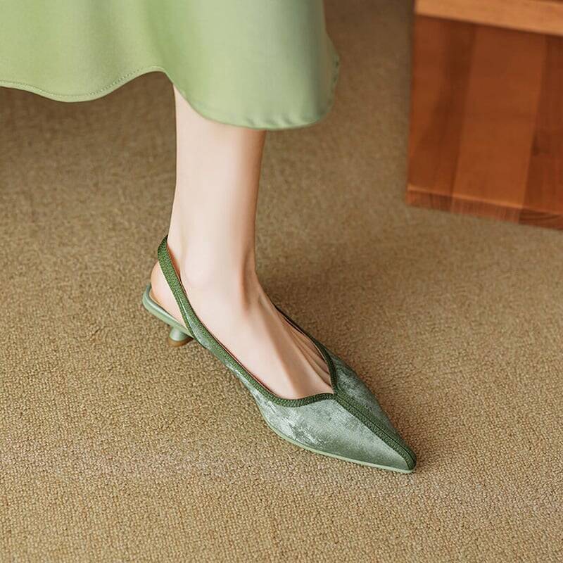 CHIKO Zulma Pointy Toe Kitten Heels Slingback Shoes