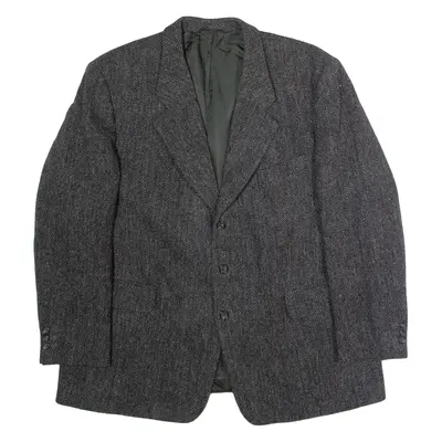HARRIS TWEED Mens Blazer Jacket Grey Tweed Wool Herringbone 2XL