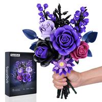Supreowls Purple Rose Bouquet Building Set, Botanical Collection Blocks Kit for Adults & Women, Elegant Gothic Artificial Flo...