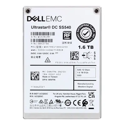 Dell 6NF96 | 1.6TB 2.5-inch 12GB/s SAS Triple-Level Cell Mixed-Use (512e) Hot-Pluggable Solid State Drive for PowerEdge G14 -...