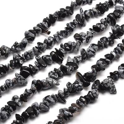 Snowflake Obsidian Chip Bead Strands