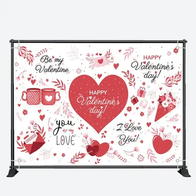 Love You Red Heart Letter Valentines Day Backdrop - Aperturee